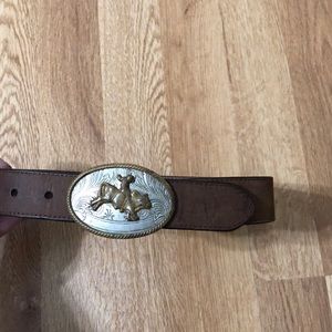 leather belt silver buckle camo 20 rodeo cowboy